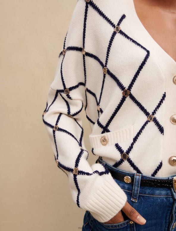Maje cárdigan de punto con motivo de rombos ropa crudo mujer 2J08B105