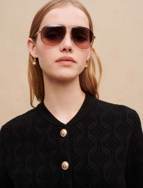Maje cárdigan de punto con motivos brillantes ropa negro mujer 2J08B132