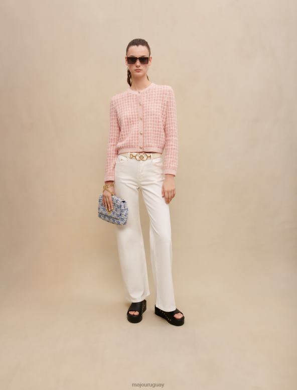 Maje cárdigan de punto estilo tweed ropa rosa mujer 2J08B133