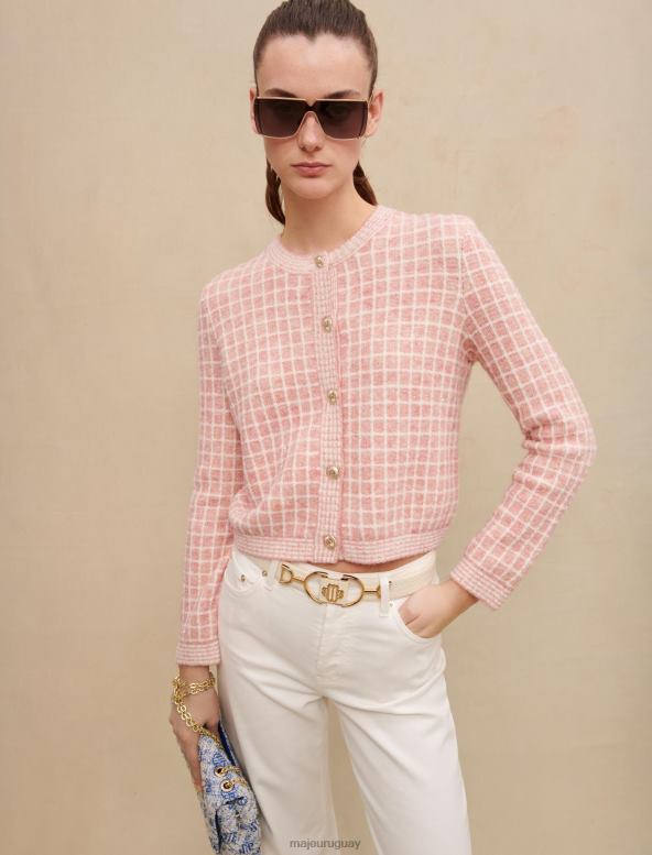 Maje cárdigan de punto estilo tweed ropa rosa mujer 2J08B133