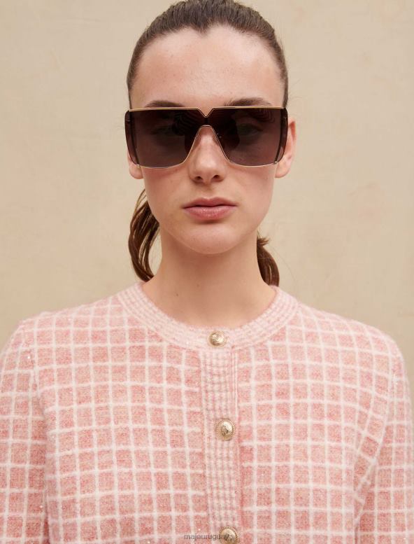 Maje cárdigan de punto estilo tweed ropa rosa mujer 2J08B133