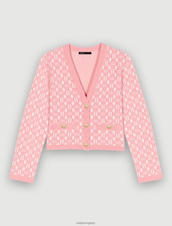 Maje cárdigan jacquard ropa rosa mujer 2J08B417