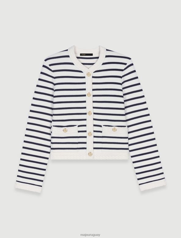 Maje cárdigan tejido a rayas ropa azul marino/crudo mujer 2J08B81