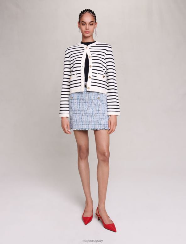 Maje cárdigan tejido a rayas ropa azul marino/crudo mujer 2J08B81