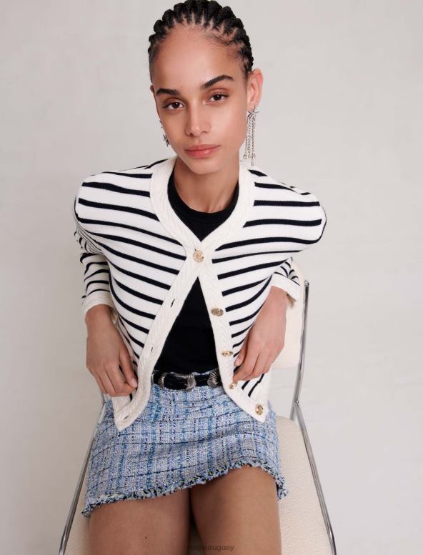 Maje cárdigan tejido a rayas ropa azul marino/crudo mujer 2J08B81