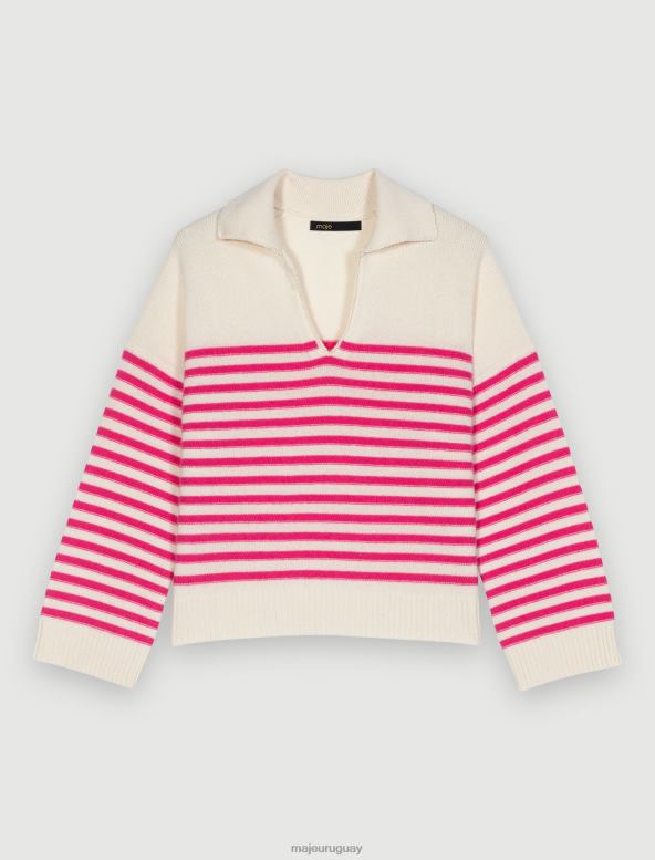 Maje suéter bretón a rayas ropa rosa/crudo mujer 2J08B323