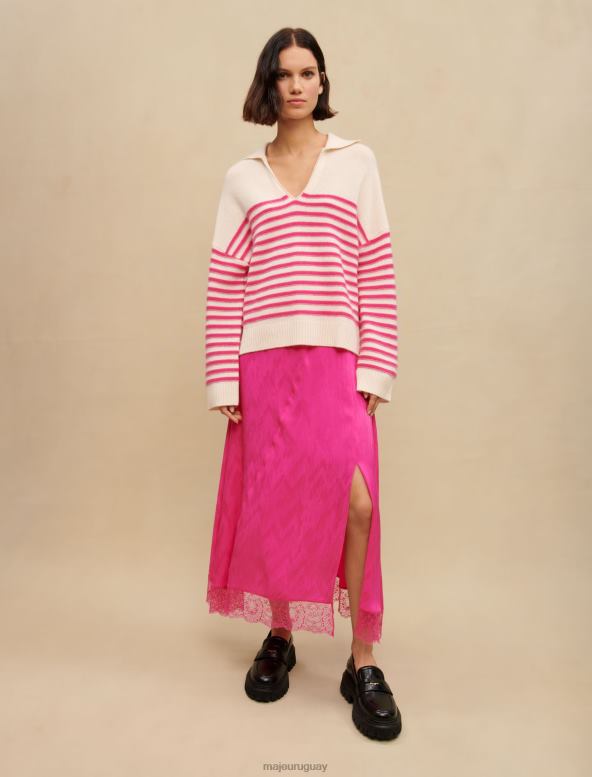 Maje suéter bretón a rayas ropa rosa/crudo mujer 2J08B323
