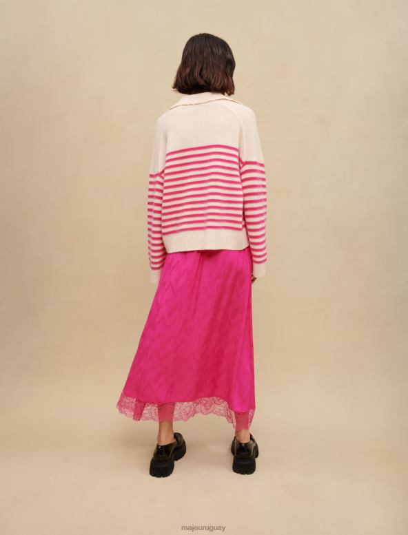 Maje suéter bretón a rayas ropa rosa/crudo mujer 2J08B323