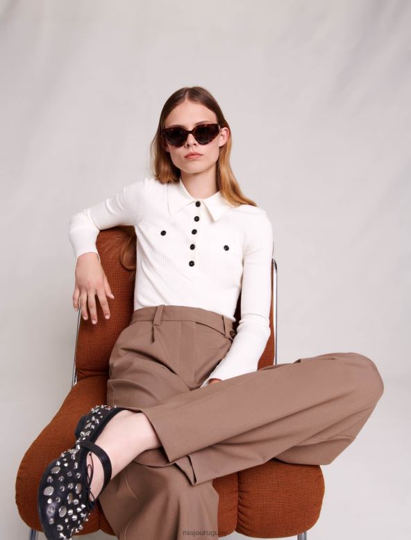Maje suéter de punto con botones ropa crudo mujer 2J08B28
