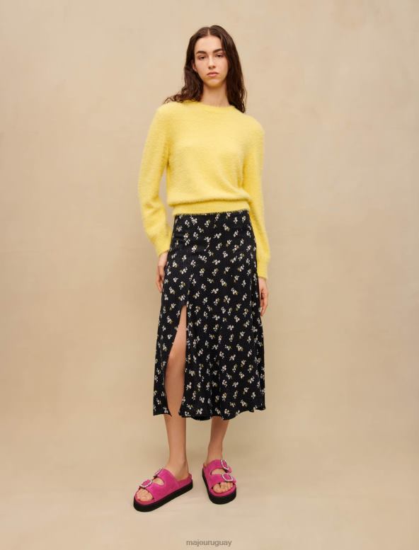 Maje suéter mullido con cuello redondo ropa amarillo mujer 2J08B354