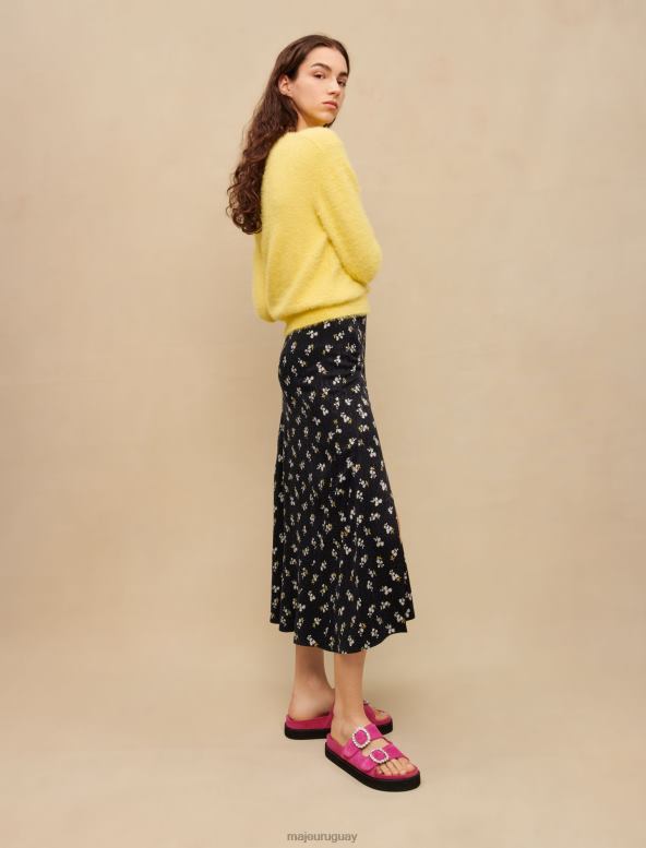 Maje suéter mullido con cuello redondo ropa amarillo mujer 2J08B354
