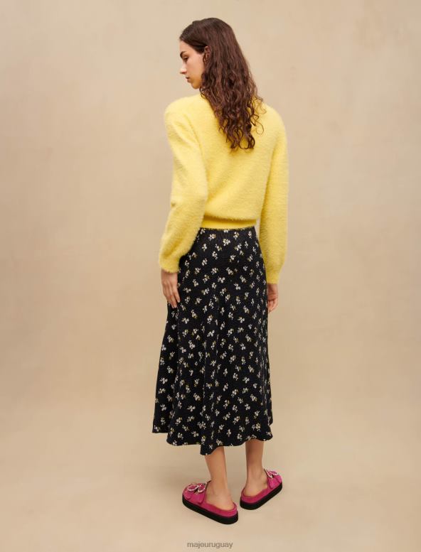 Maje suéter mullido con cuello redondo ropa amarillo mujer 2J08B354