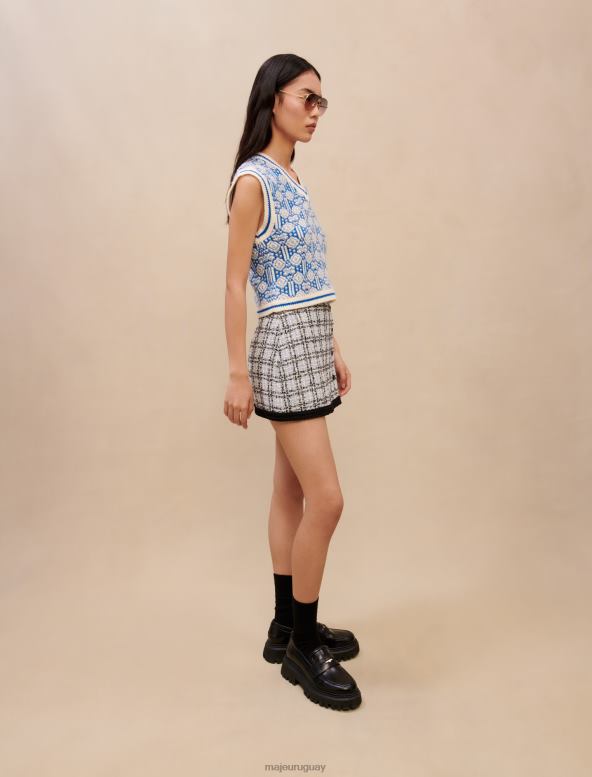 Maje suéter sin mangas en jacquard ropa azul mujer 2J08B398