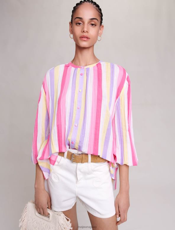 Maje blusa a rayas de gran tamaño ropa multicolor mujer 2J08B191