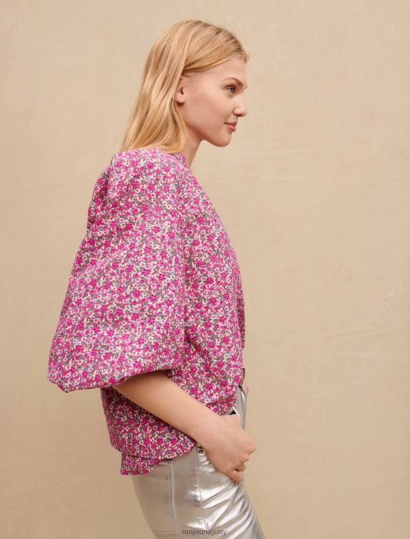 Maje blusa con estampado floral ropa flores bordadas fucsia mujer 2J08B307