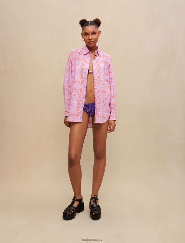 Maje camisa con estampado de cachemira ropa pañuelo rosa mujer 2J08B151