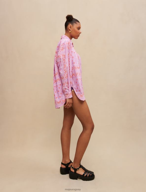 Maje camisa con estampado de cachemira ropa pañuelo rosa mujer 2J08B151