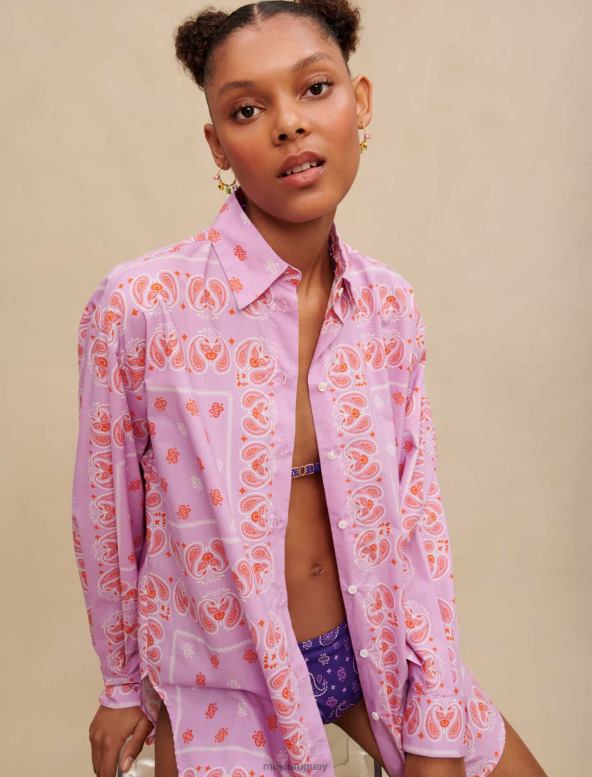Maje camisa con estampado de cachemira ropa pañuelo rosa mujer 2J08B151