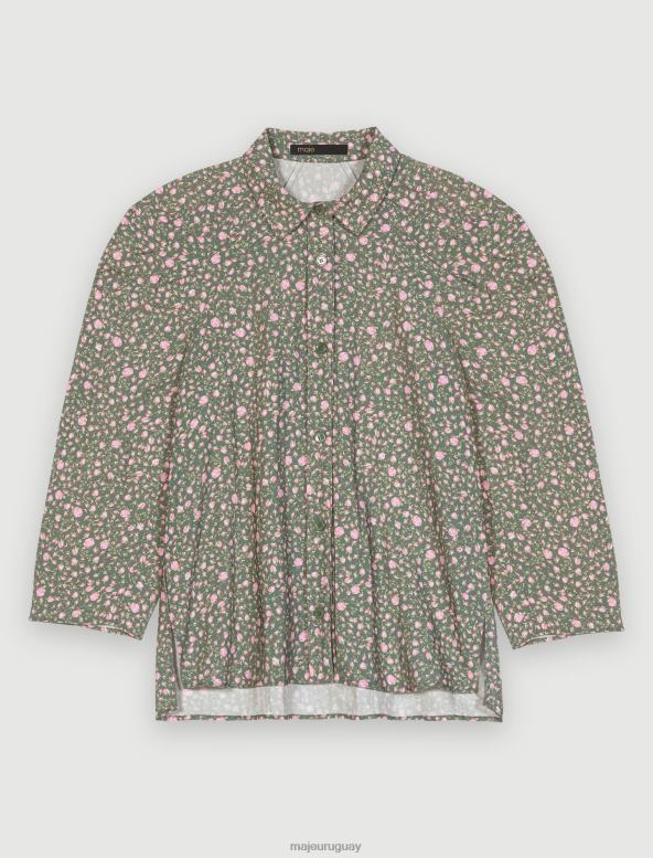 Maje camisa con estampado de capullos de rosa ropa botón de rosas mujer 2J08B268