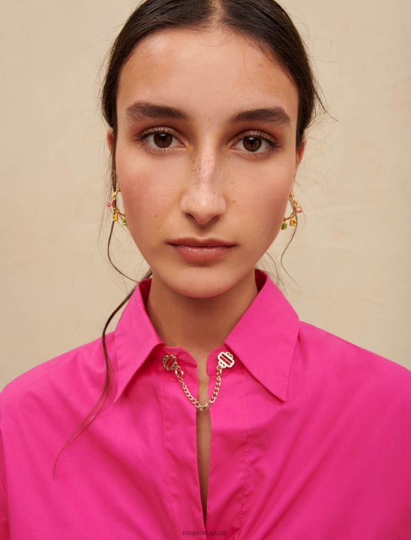 Maje camisa corta de algodón ropa fucsia mujer 2J08B309