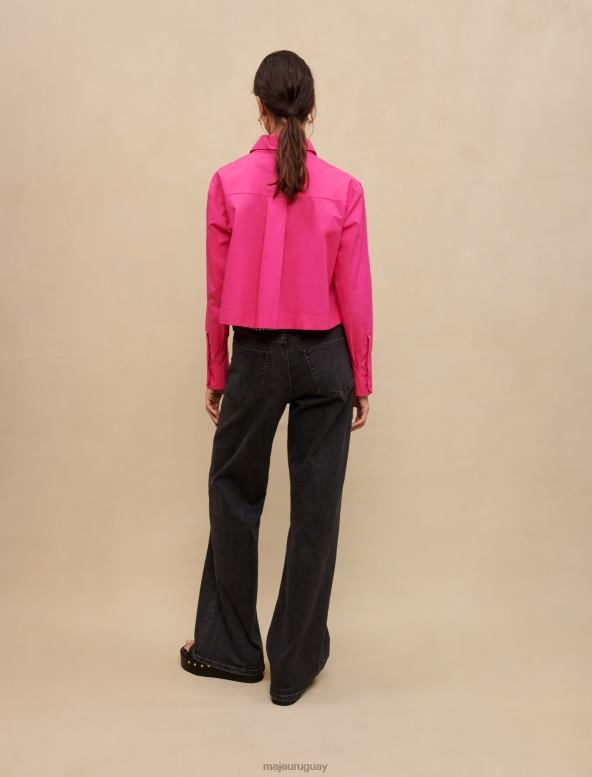 Maje camisa corta de algodón ropa fucsia mujer 2J08B309