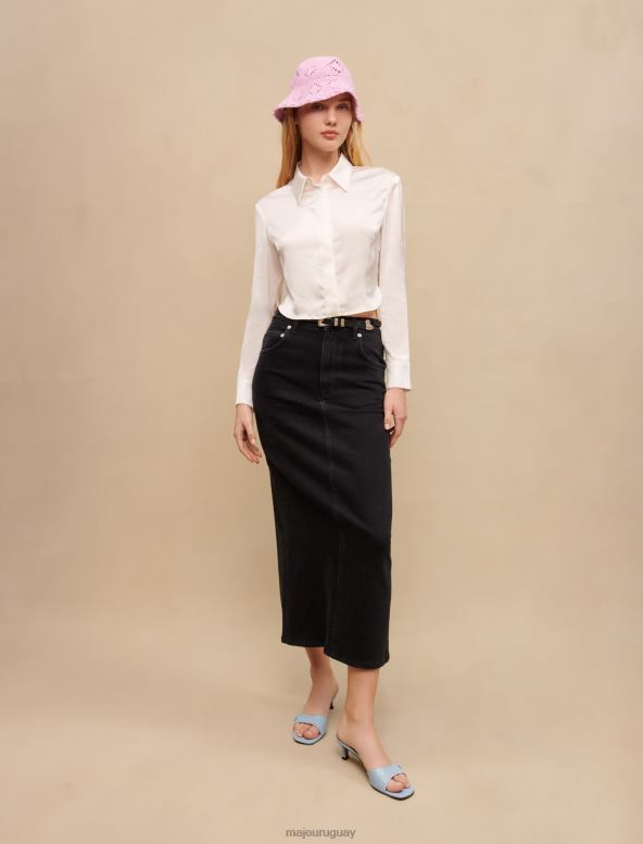 Maje camisa corta satinada ropa crudo mujer 2J08B446