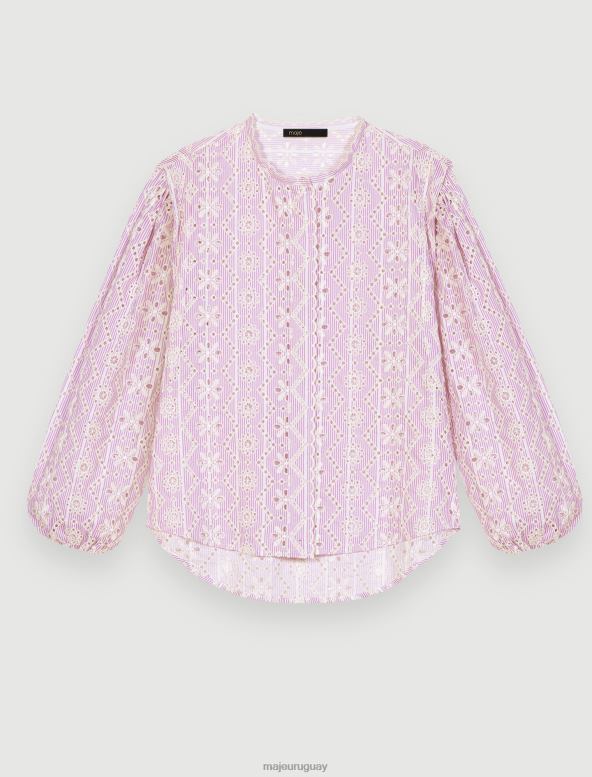 Maje camisa de algodón bordada ropa violeta de parma mujer 2J08B271
