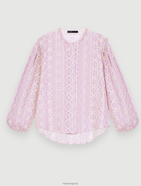 Maje camisa de algodón bordada ropa violeta de parma mujer 2J08B271