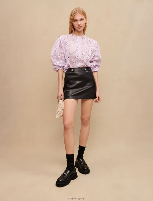 Maje camisa de algodón bordada ropa violeta de parma mujer 2J08B271