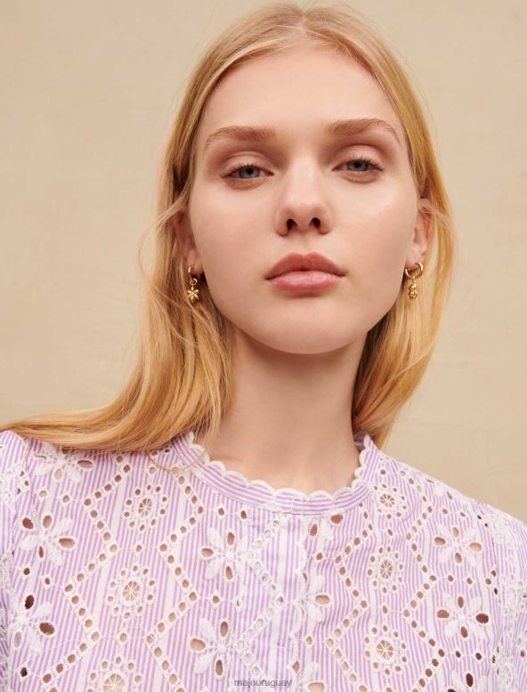 Maje camisa de algodón bordada ropa violeta de parma mujer 2J08B271