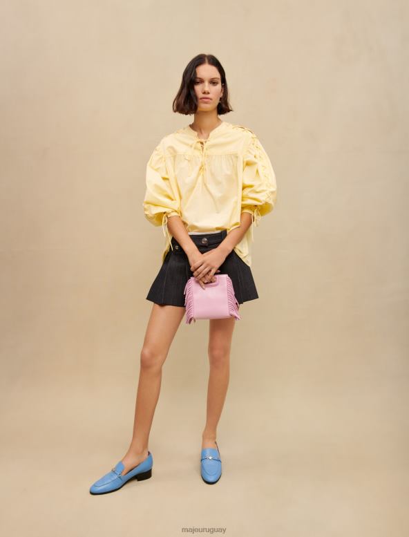 Maje camisa de algodón con cordones estilo medieval ropa amarillo mujer 2J08B339