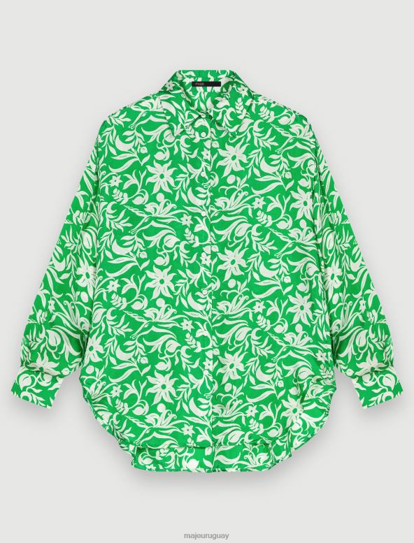 Maje camisa satinada estampada ropa imprimir verde onírico mujer 2J08B195