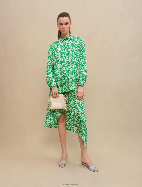 Maje camisa satinada estampada ropa imprimir verde onírico mujer 2J08B195