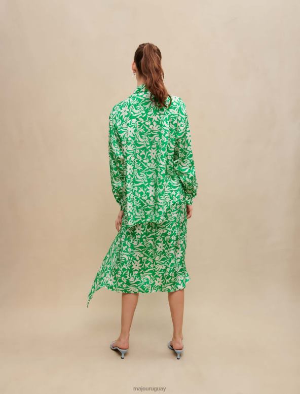 Maje camisa satinada estampada ropa imprimir verde onírico mujer 2J08B195