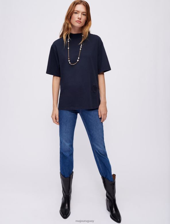 Maje camiseta ancha con bordado ropa Armada mujer 2J08B442