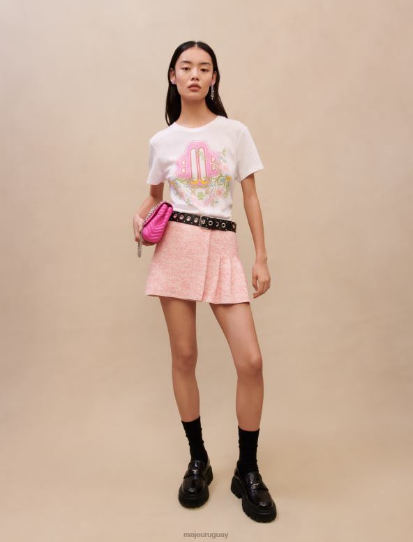 Maje camiseta con estampado de tréboles ropa crudo mujer 2J08B447