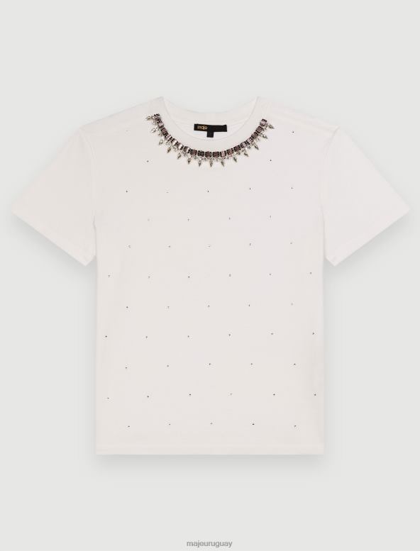 Maje camiseta de punto con strass ropa blanco mujer 2J08B144