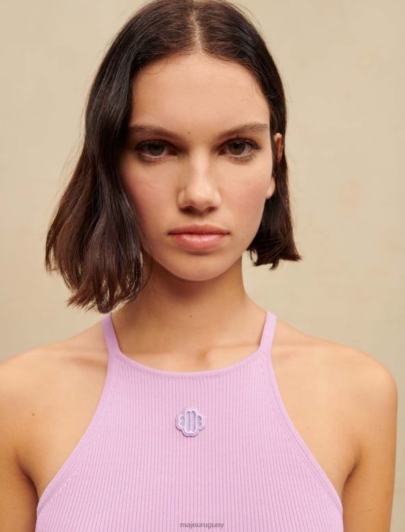 Maje camiseta sin mangas con logo bordado ropa violeta de parma mujer 2J08B277