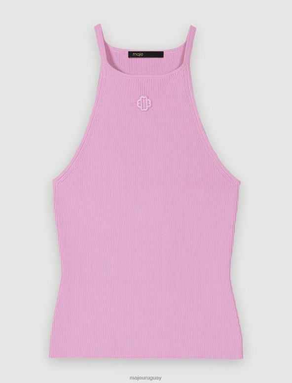 Maje camiseta sin mangas con logo bordado ropa violeta de parma mujer 2J08B277