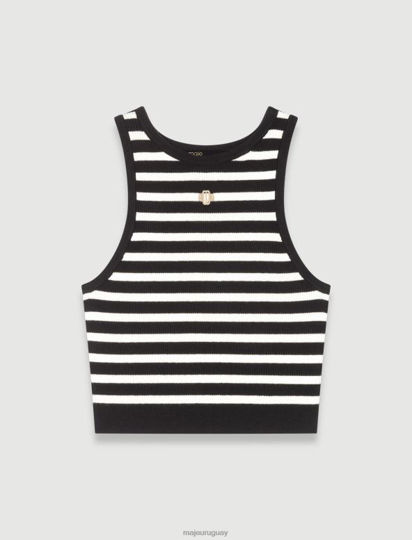 Maje top corto a rayas ropa negro/crudo mujer 2J08B79