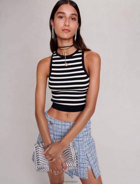 Maje top corto a rayas ropa negro/crudo mujer 2J08B79
