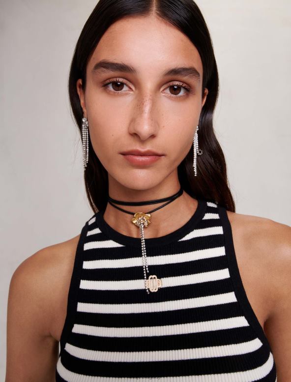Maje top corto a rayas ropa negro/crudo mujer 2J08B79