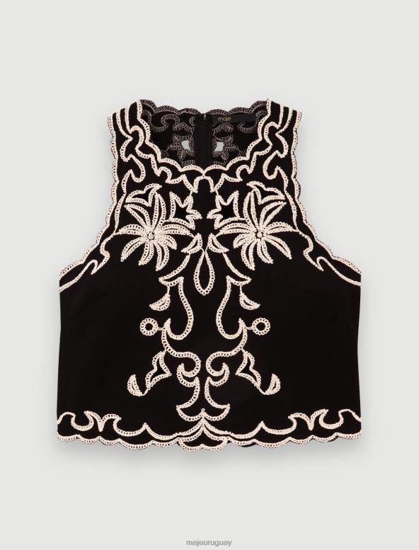 Maje top corto bordado ropa negro mujer 2J08B236