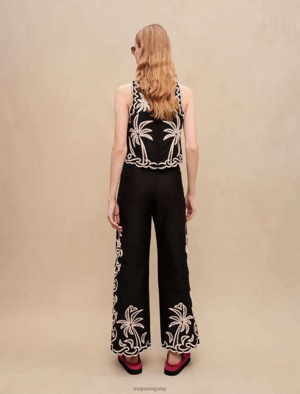 Maje top corto bordado ropa negro mujer 2J08B236