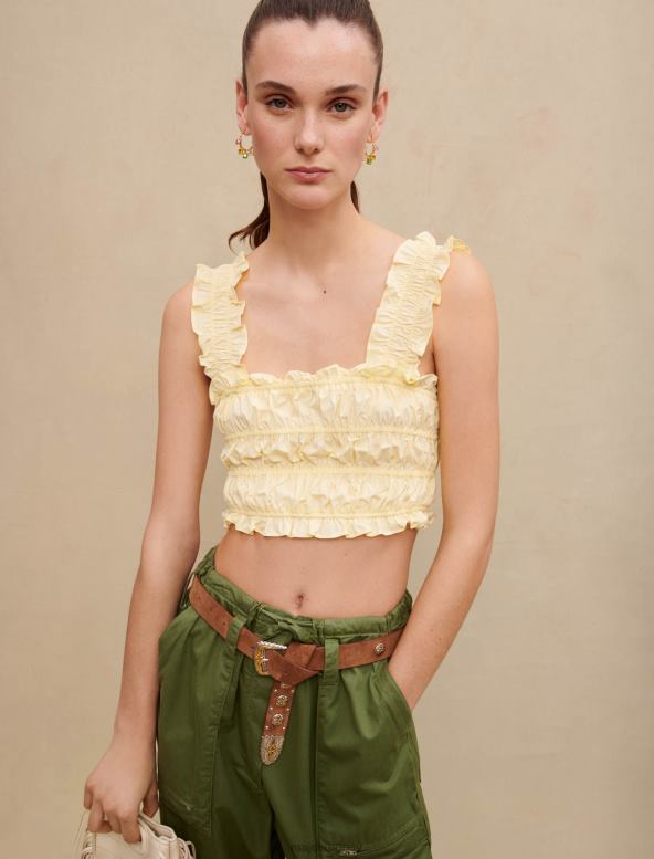 Maje top corto con volantes ropa amarillo mujer 2J08B162