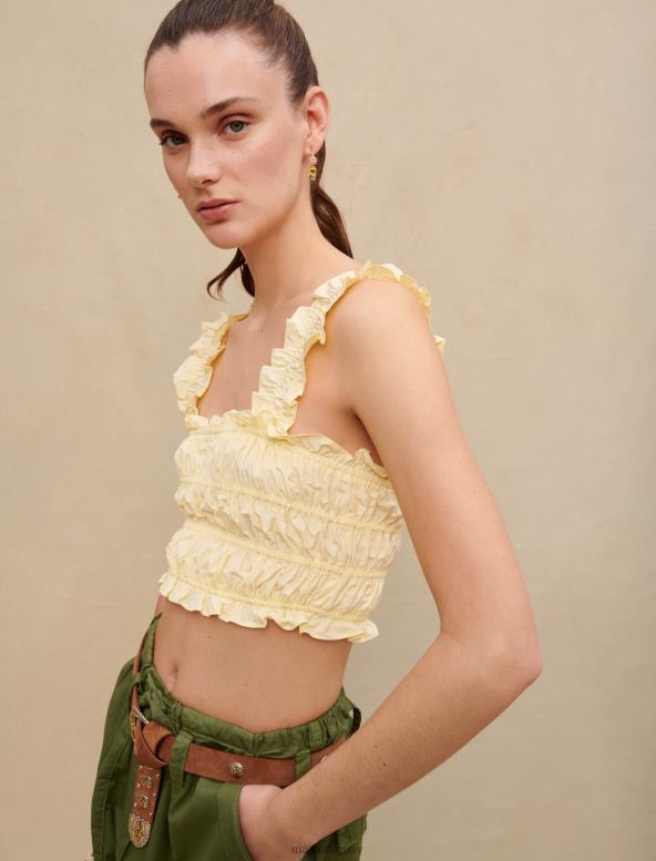 Maje top corto con volantes ropa amarillo mujer 2J08B162