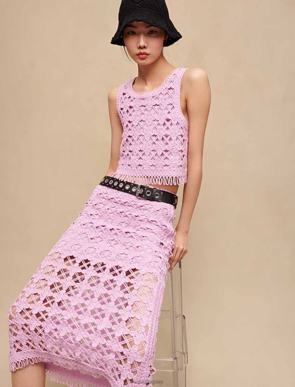 Maje top corto de crochet ropa violeta de parma mujer 2J08B230