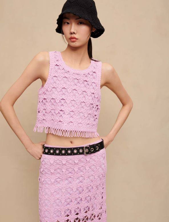 Maje top corto de crochet ropa violeta de parma mujer 2J08B230