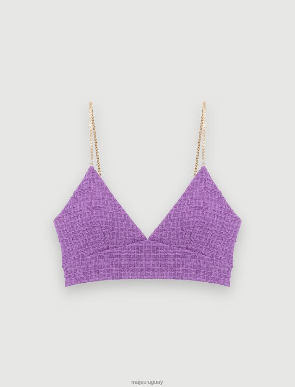Maje top corto de tweed ropa púrpura mujer 2J08B274
