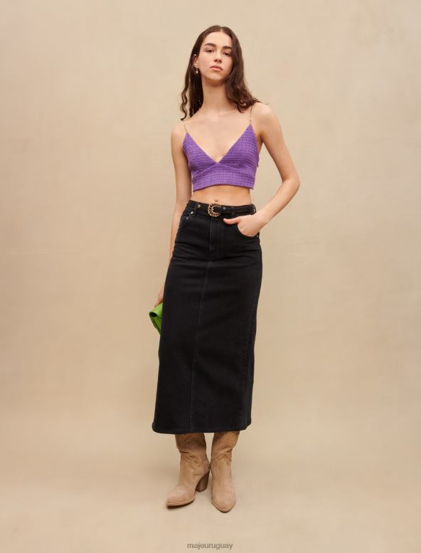Maje top corto de tweed ropa púrpura mujer 2J08B274